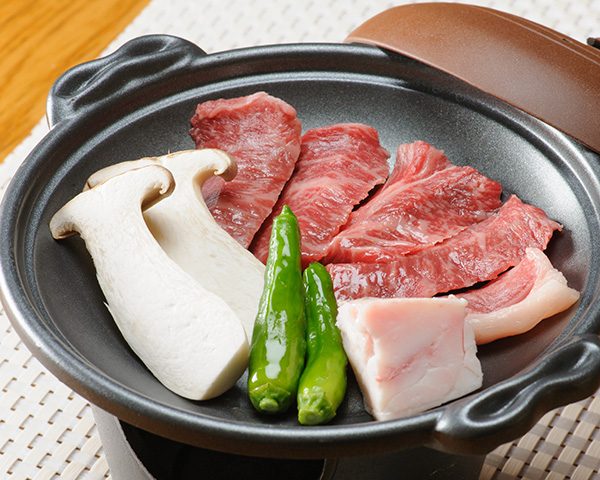 常陸牛の陶板焼き