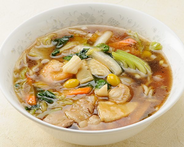 五目汁そば 杏仁豆腐付